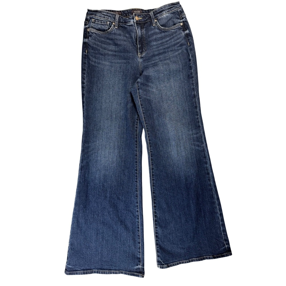 NYDJ Jeans Womens 8 Blue Mia Palazzo Wide Leg Dark Wash High Rise LiftTuck Denim